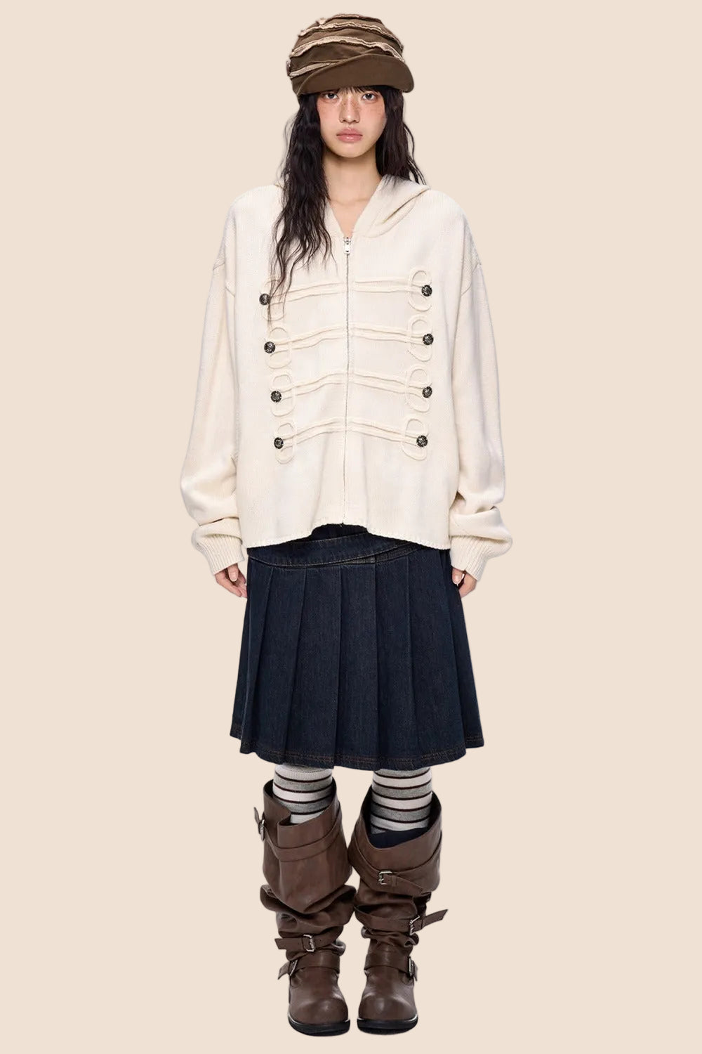 Double-Breasted Knit Cardigan