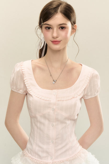Camicia delicata a maniche corte
