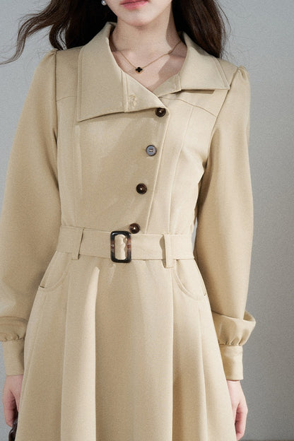 Vestido trench caqui de manga larga