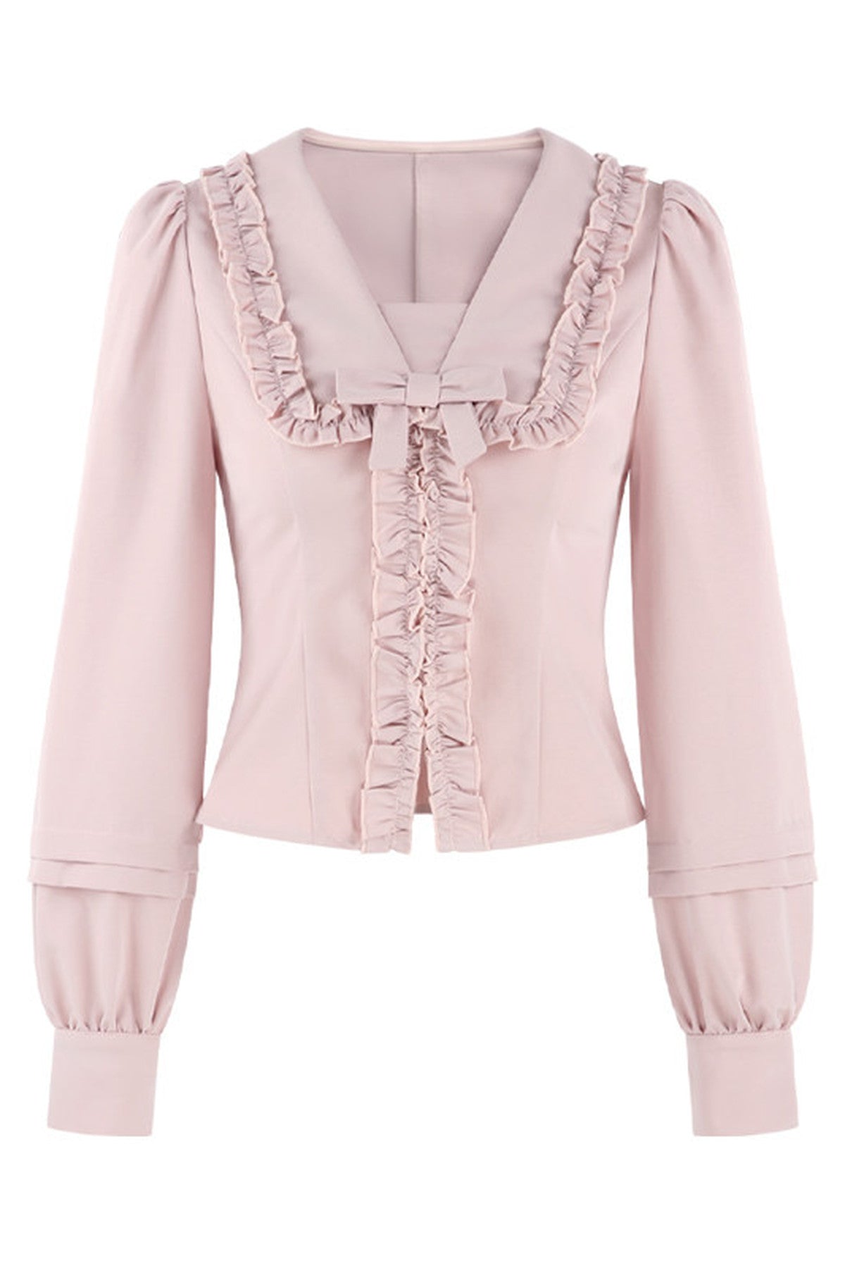 Ruffled V-Neck Blouse and Skirt Set-Up