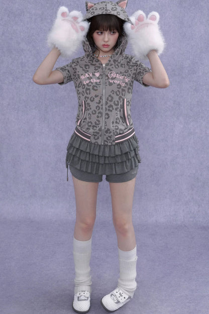 Pink Leopard Cat Ear Jacket