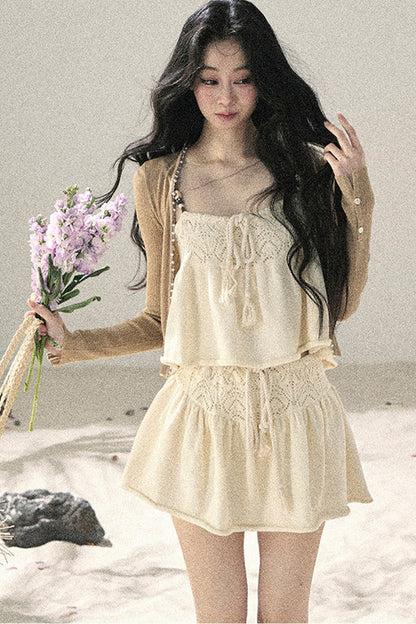 French Sun Protection Knit Cardigan Set
