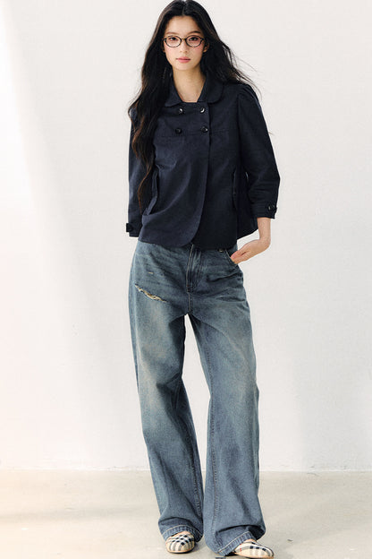 Veste croisée à col Claudine