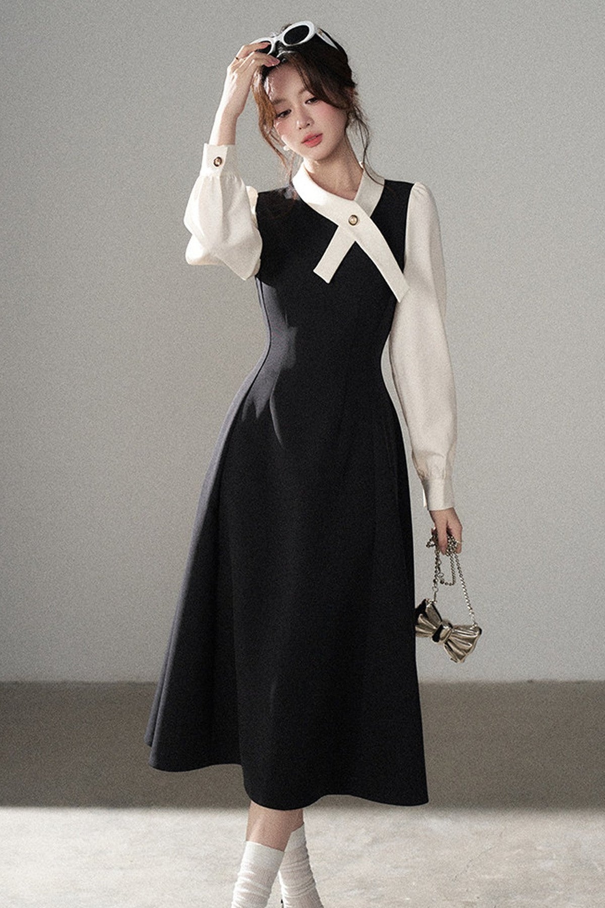 Contrasting Color Long Dress