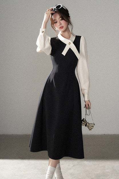 Contrasting Color Long Dress