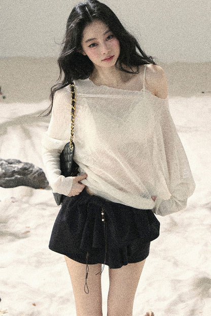 Conjunto de Top Hazy Mist Sin Hombros