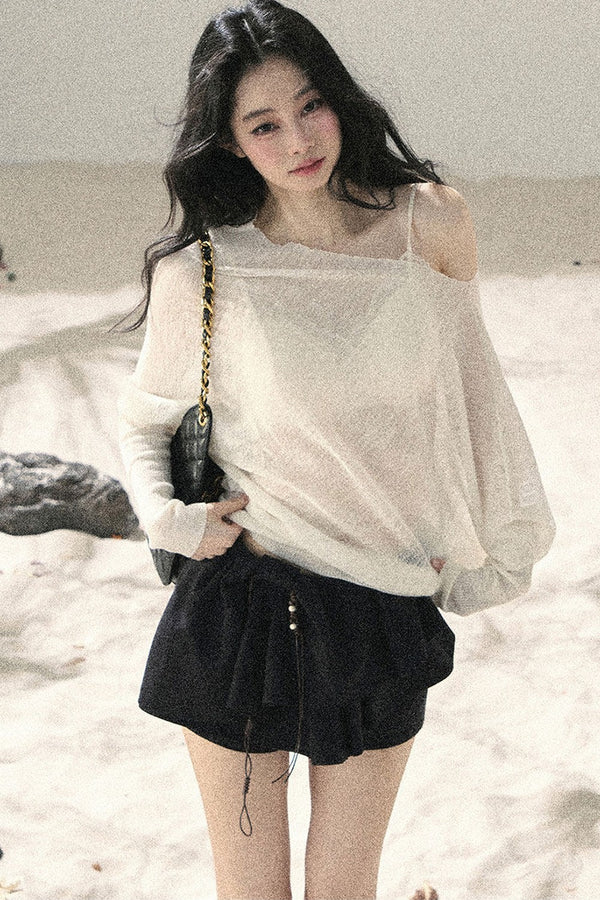 Conjunto de Top Hazy Mist Sin Hombros