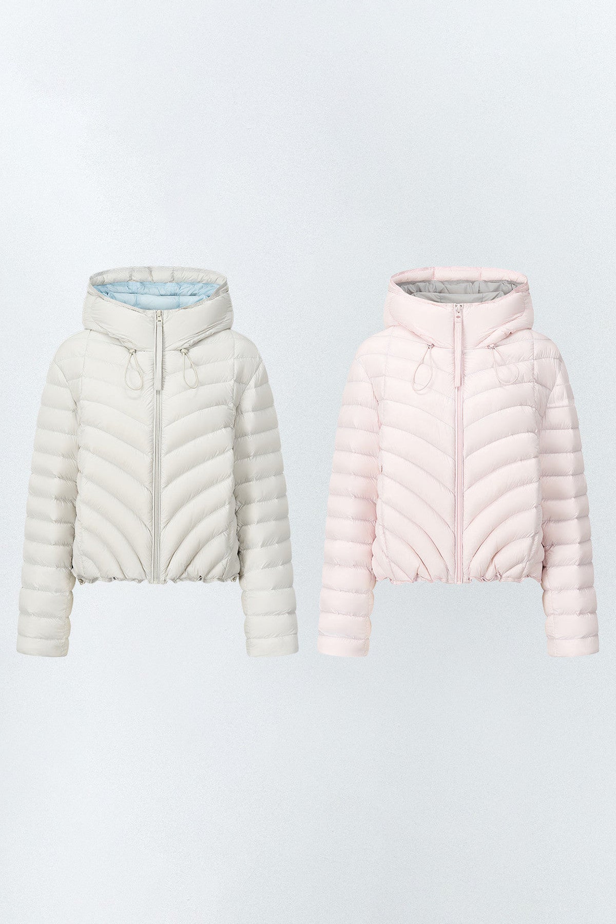 3D Quilted Drawstring Hooded Down Jacket
