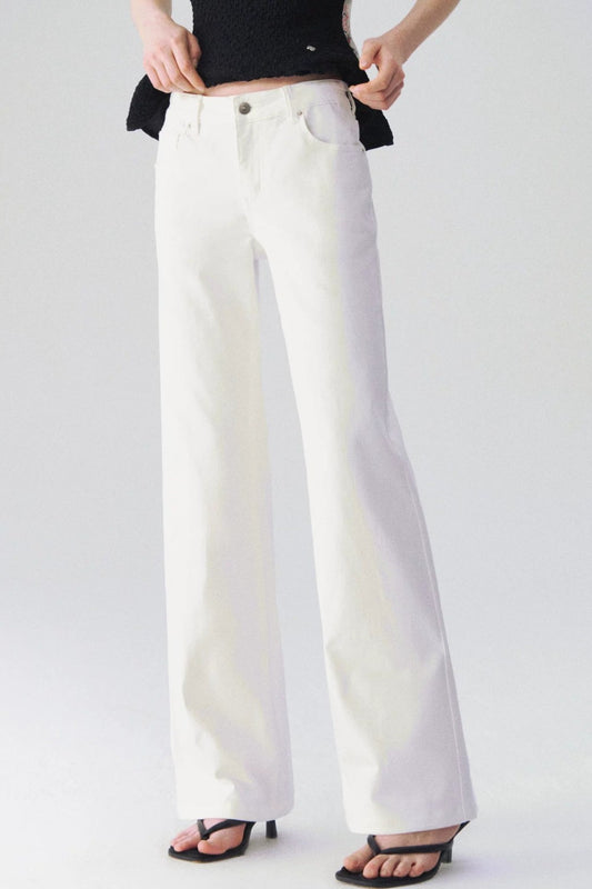 Somesowe White Cloud Elastic Jeans