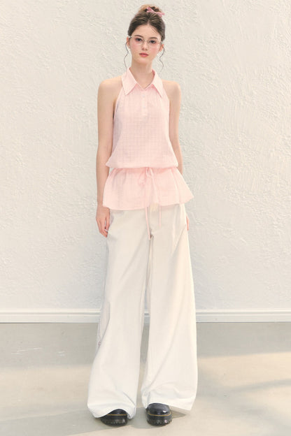 High Waist White Wide-Leg Pants