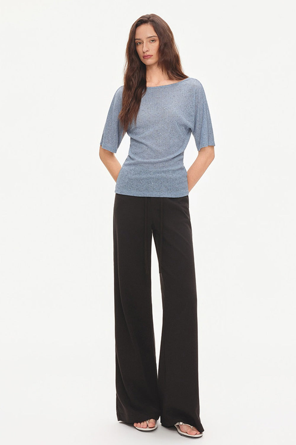 Drawstring Wide-Leg Trousers