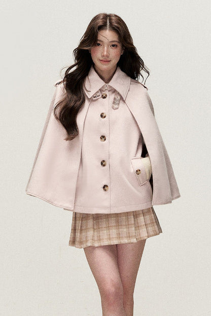 Retro Plaid Woolen Cape