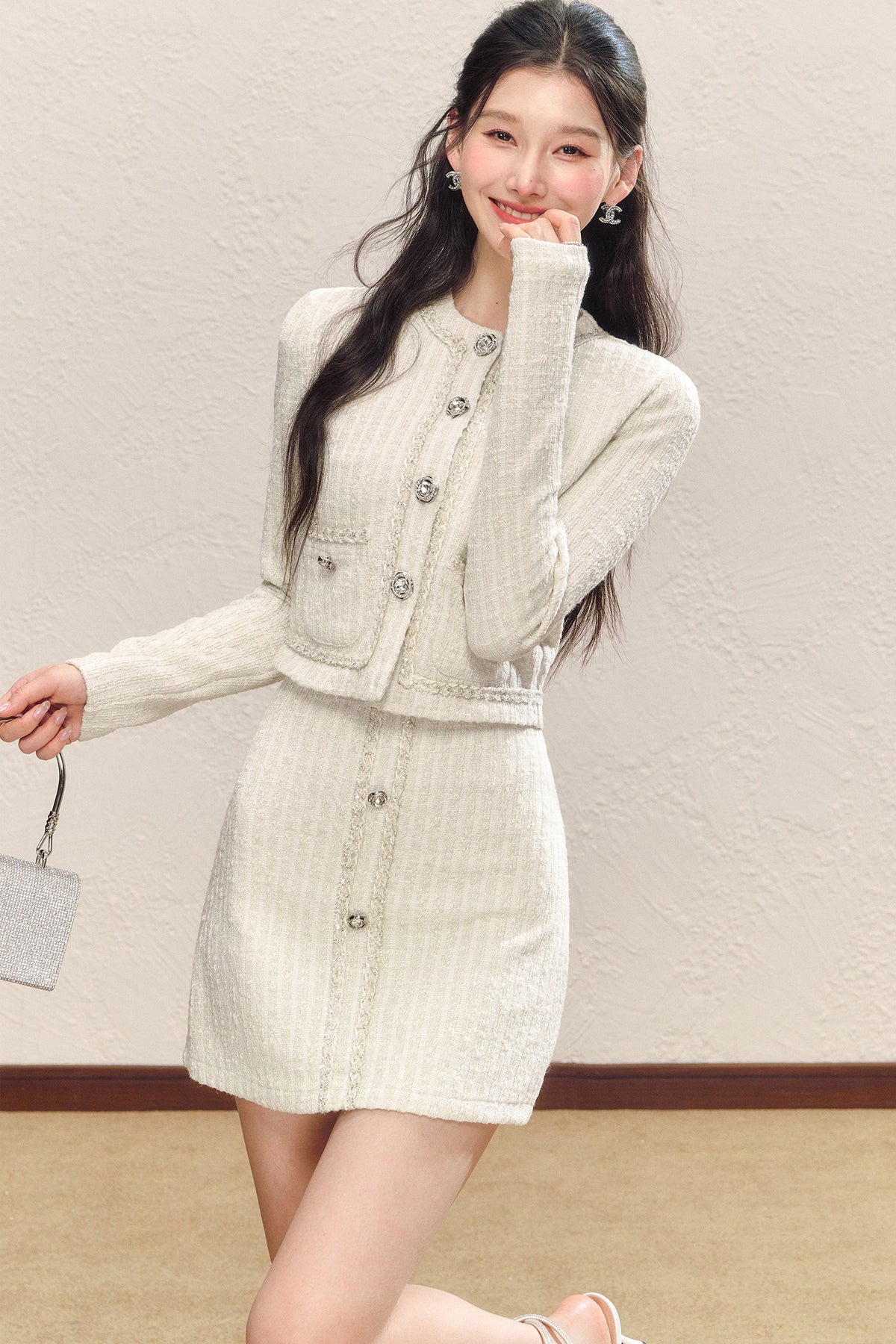 Slim Fit Knitted Cardigan and Dress Set