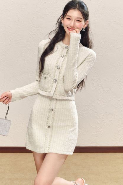 Slim Fit Knitted Cardigan and Dress Set