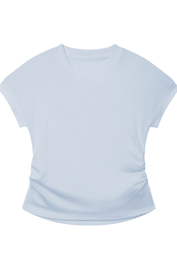Black Stretchy Lyocell Round Neck T-Shirt