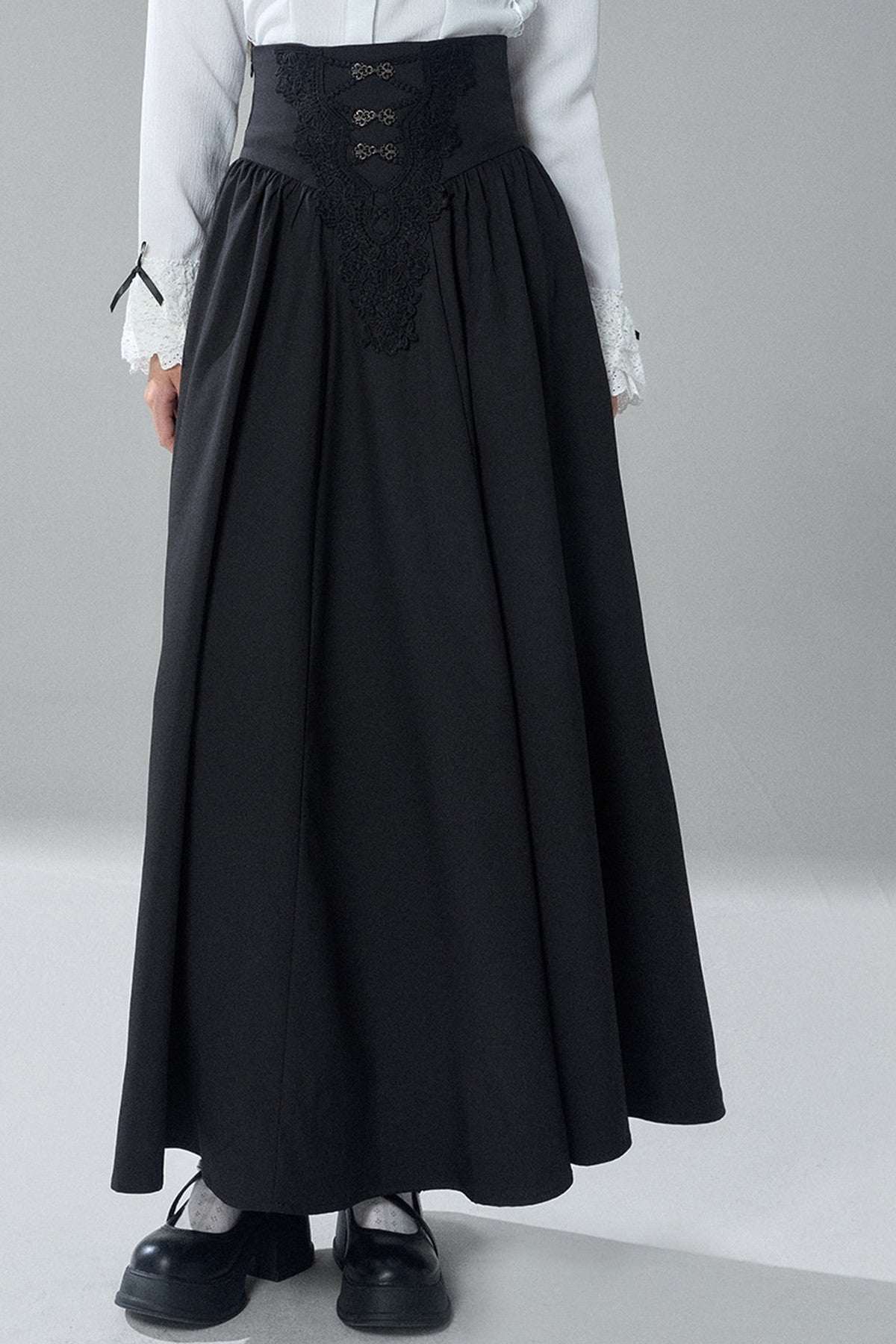 Gothic Black Skirt and White Shirt Set-Up