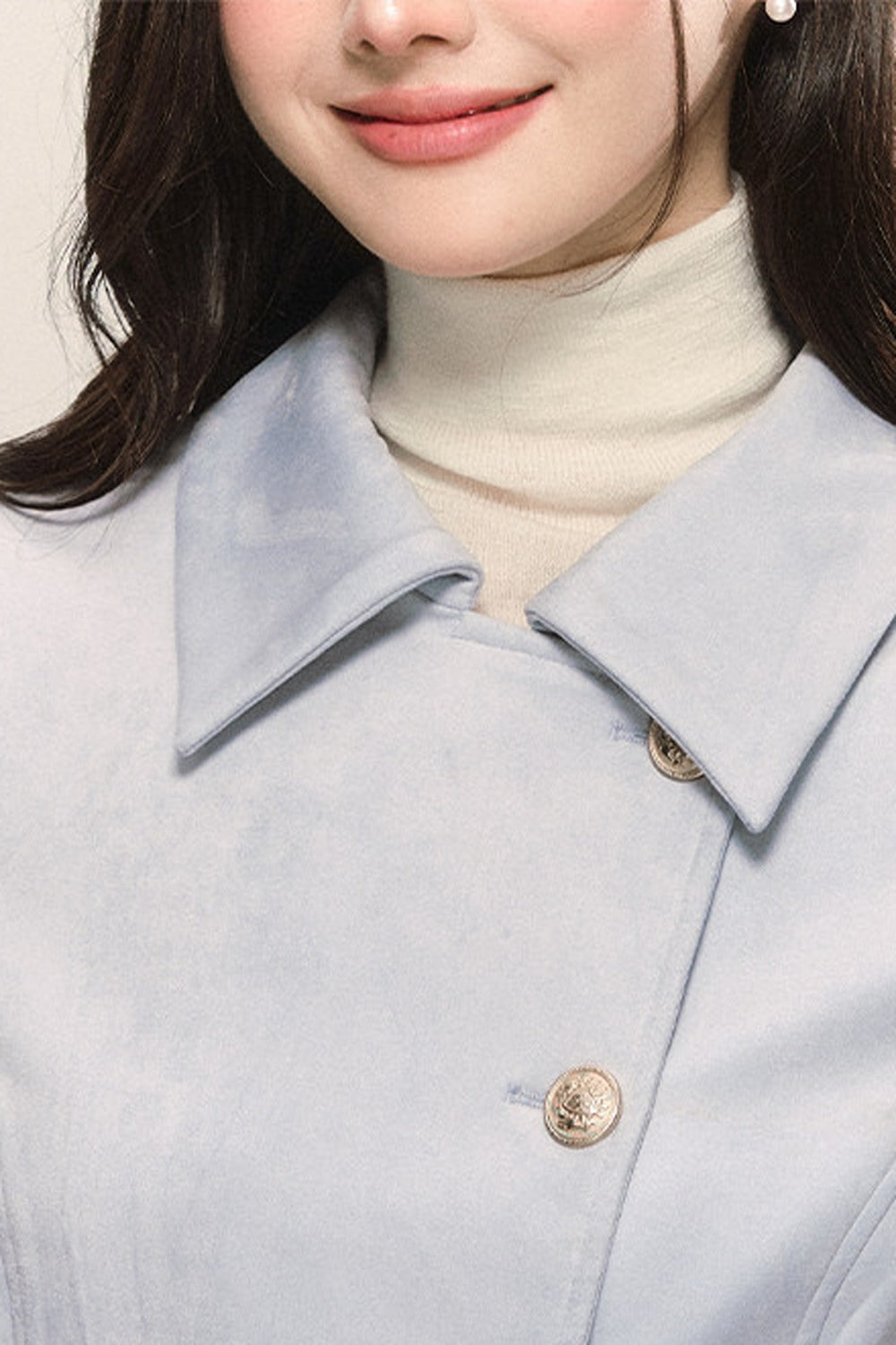 Blue Asymmetric Collar Tops