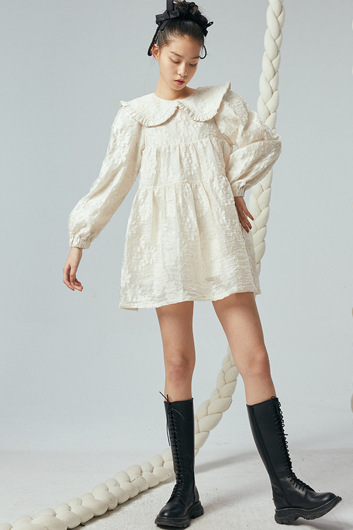 Ruffled Peter Pan Collar Dress