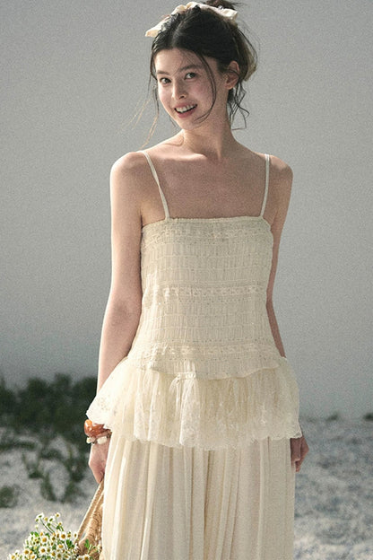 French Lace Summer Top and Pants Set