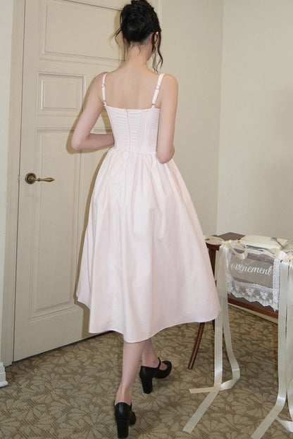 Vertical Cut Stand-Up Collar Slip Dress
