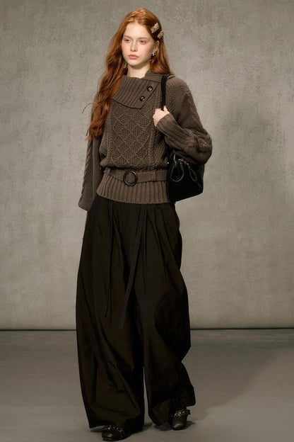 Diamond Pattern Cable Knit Top