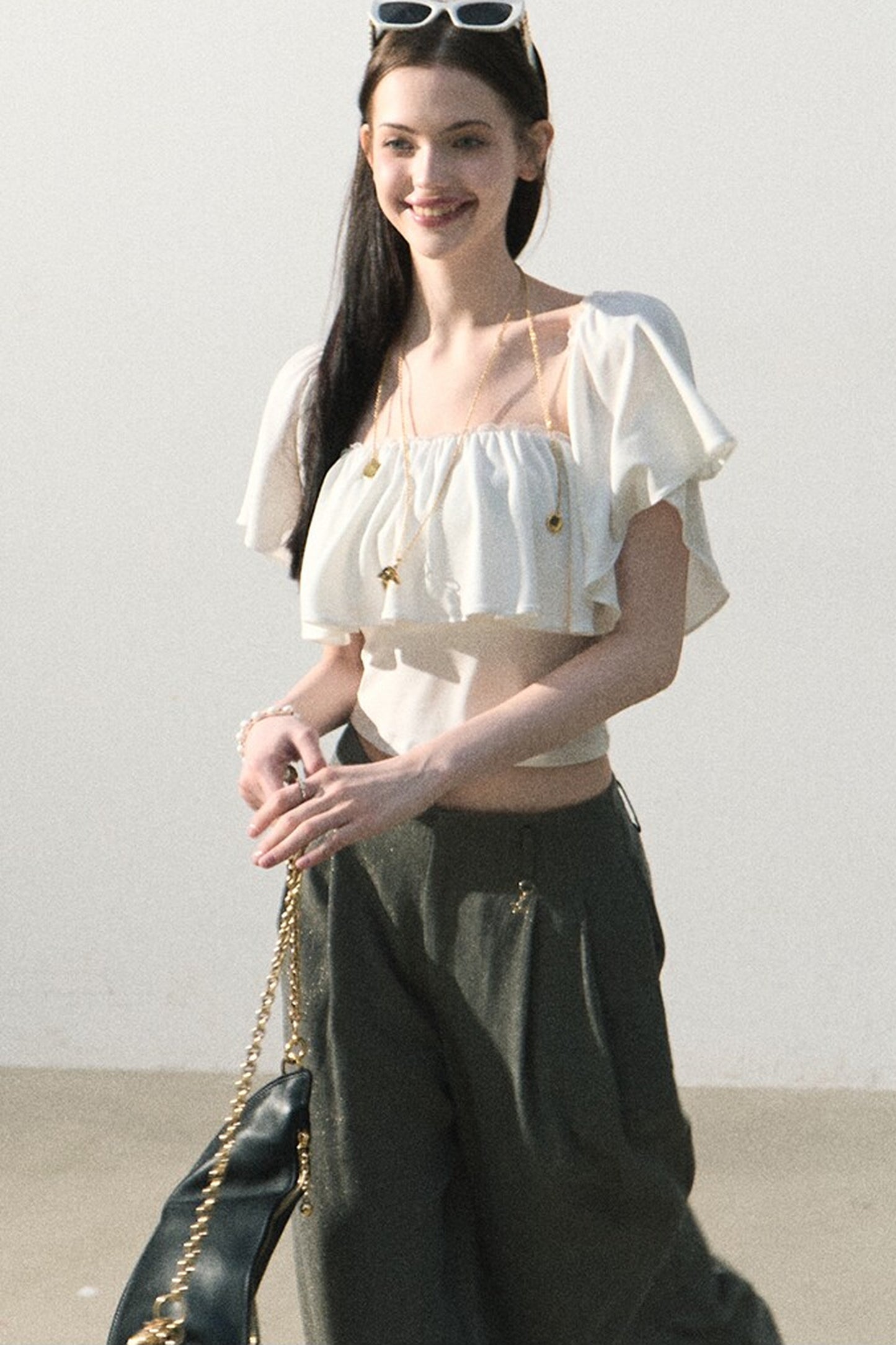 Gilded Linen Draped Pants