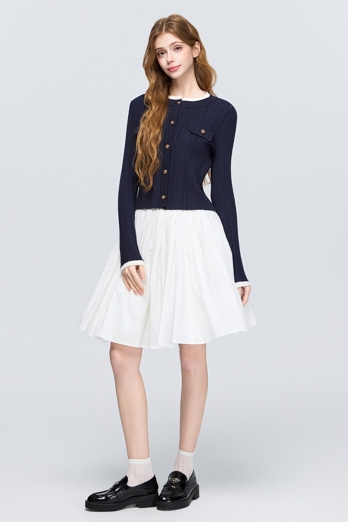 Pleated A-Line Midi Skirt