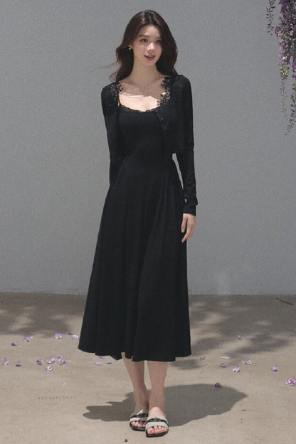 Lyocell Lace Cardigan and Suspender Dress Set