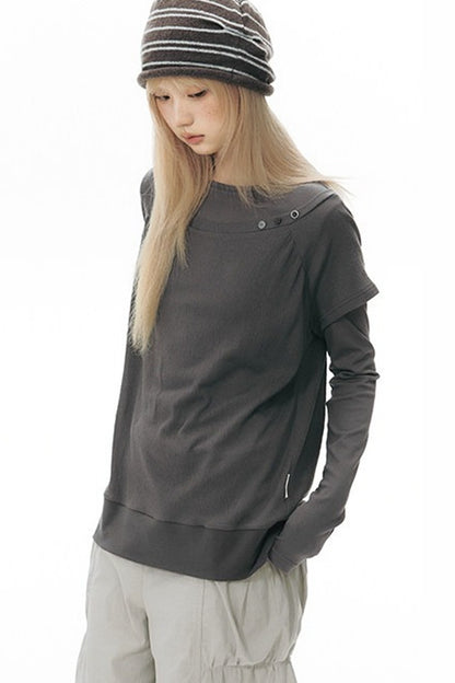 Color-Blocked Raglan Knit Blouse