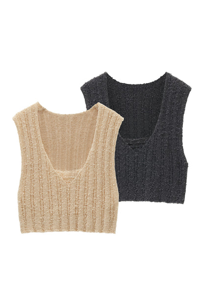 U-Neck Sleeveless Knit Vest