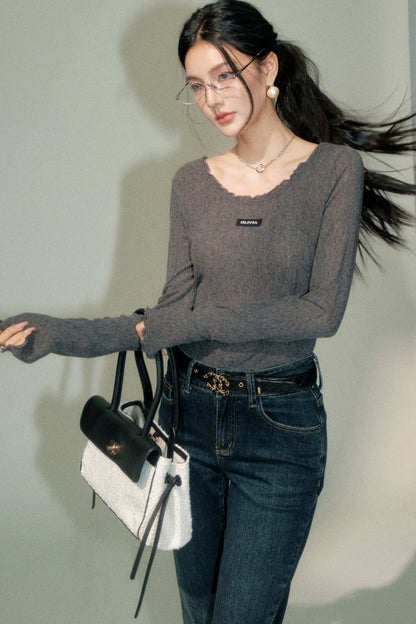 Ruffled Knit Top and Pants Set-Up