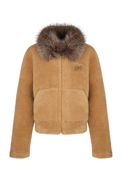 Warm Fur Collar Cardigan and Pants Set-Up