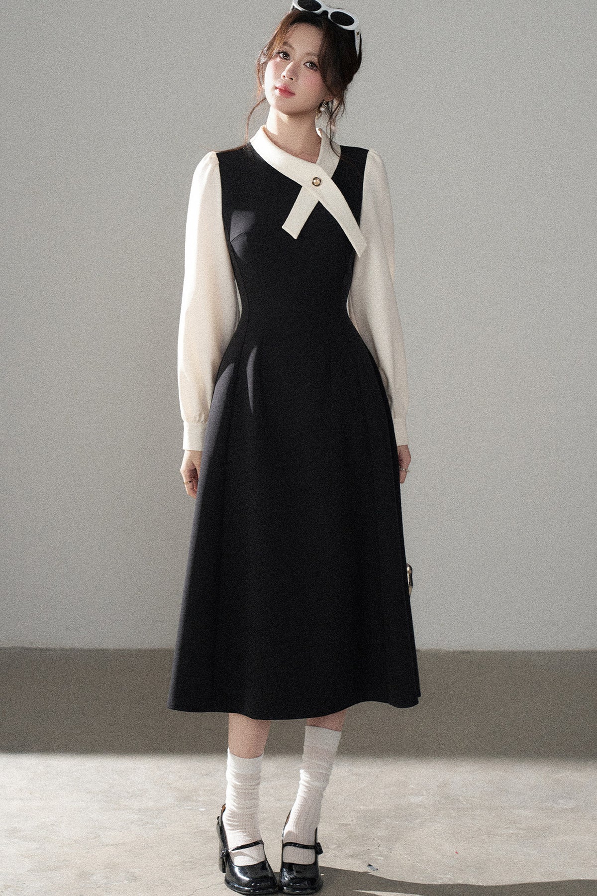 Contrasting Color Long Dress