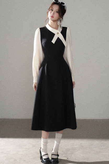 Contrasting Color Long Dress