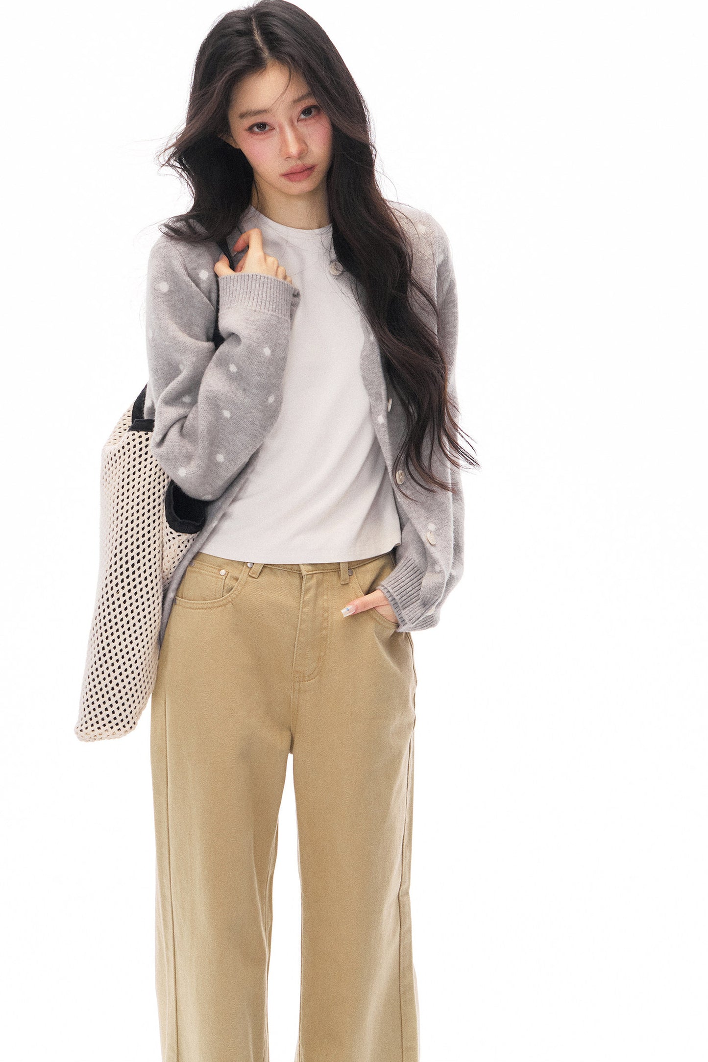 Polka Dot Knit Cardigan