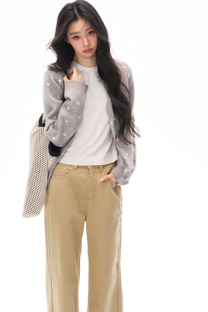 Polka Dot Knit Cardigan