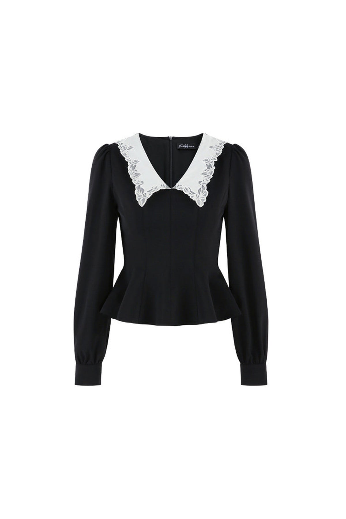 Peplum Waist Lace Collar Shirt