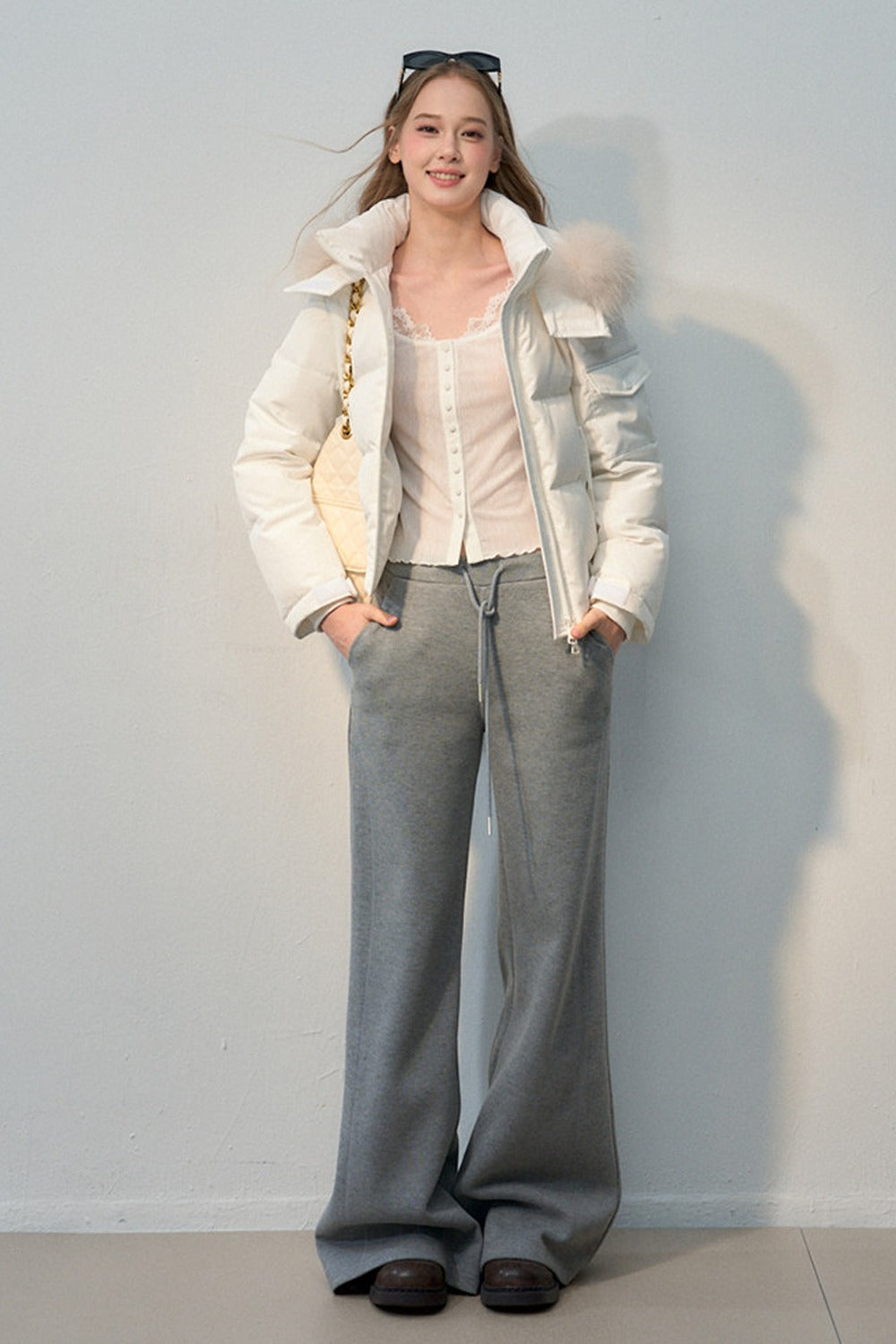 Short Hooded Fur Down Jacket