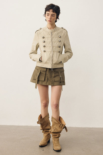 Retro Washed Double-Breasted Jacket