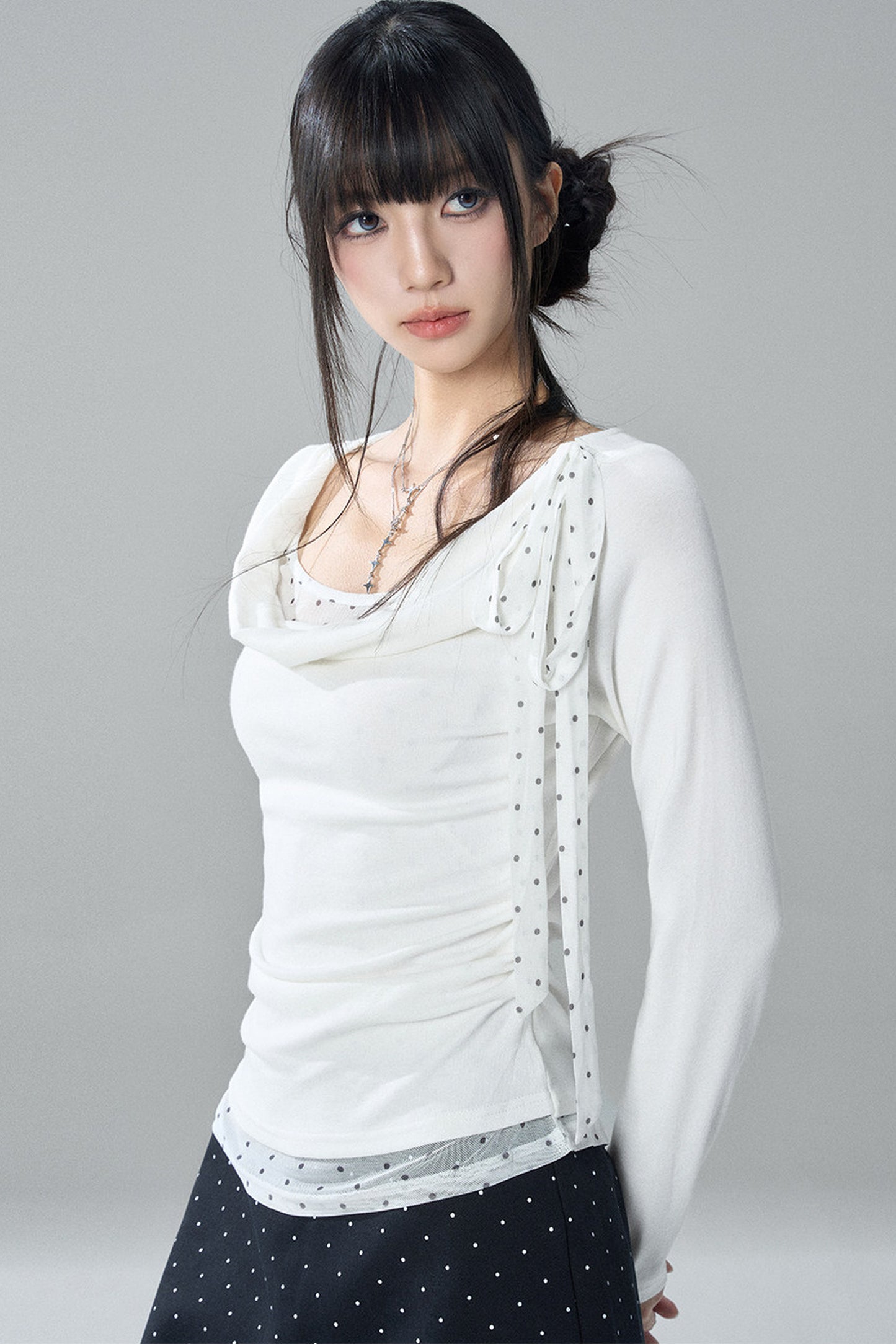 Gray Swing Collar Blouse