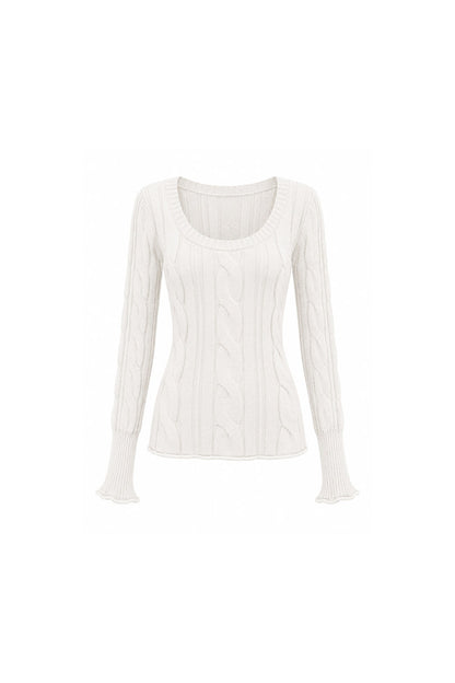 Beige Knit Base Layer Top Set-Up