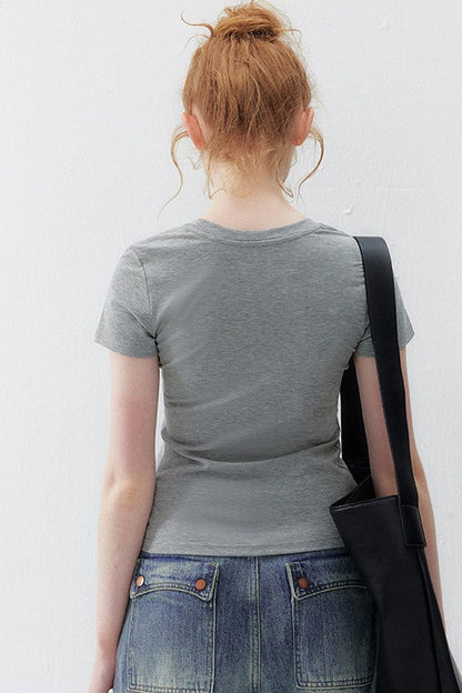 Tencel U-Neck Short-Sleeved T-Shirt