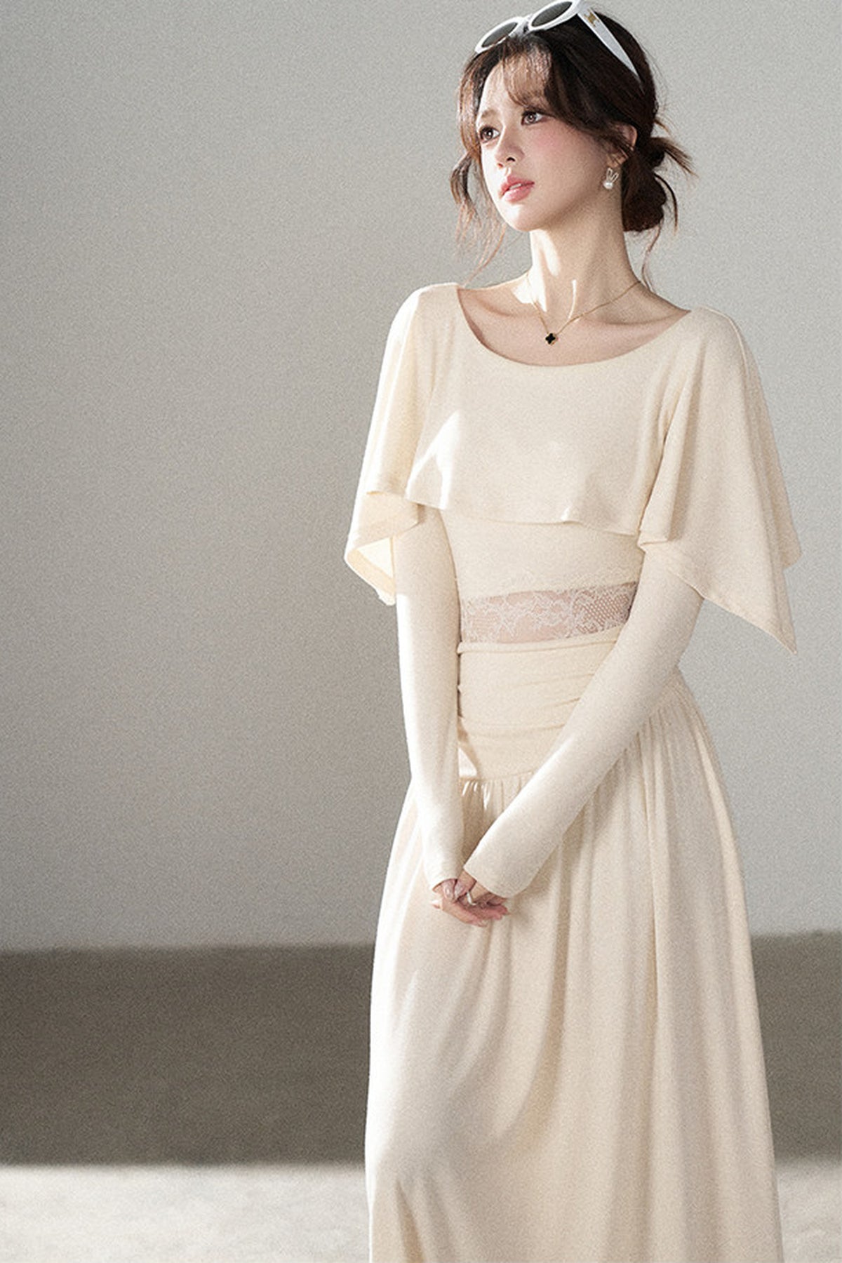 Long-Sleeved Lace Patchwork Dress