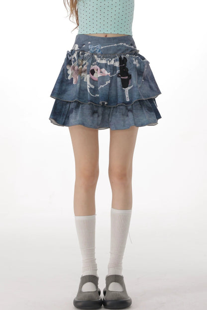 Misty Gray High-Waisted Skirt