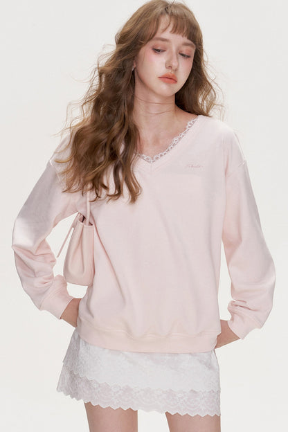 Romantic Lace Bow Sweatshirt