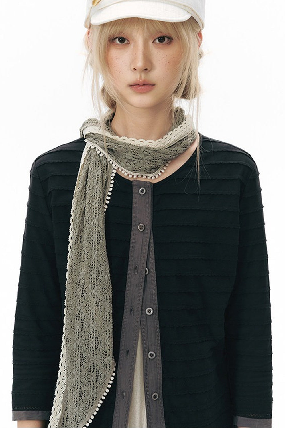 Haut cardigan tricoté à manches longues