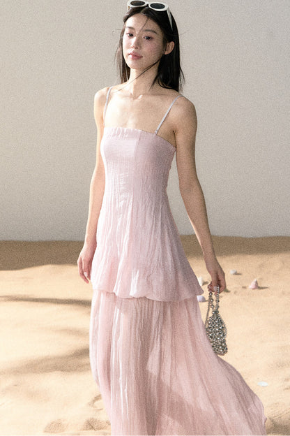 Ramie Pleated A-Line Dress
