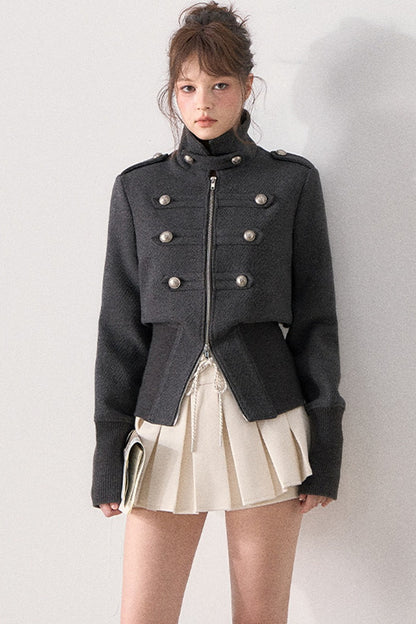Napoleon Style Double-Breasted Woolen Coat