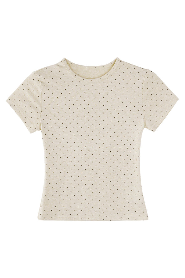 Cream Polka Dot Short T-Shirt