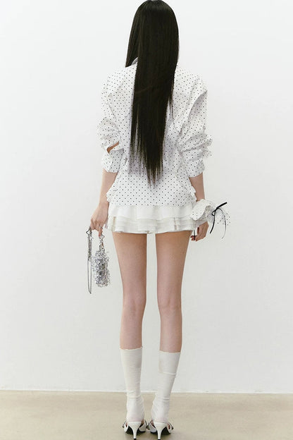 Layered Cropped Long-Sleeve Shirt